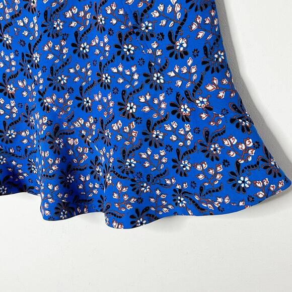 J. Crew Womens Tulip Skirt 4 Blue Floral Print Mini Flutter Lined Above the Knee - Picture 3 of 6